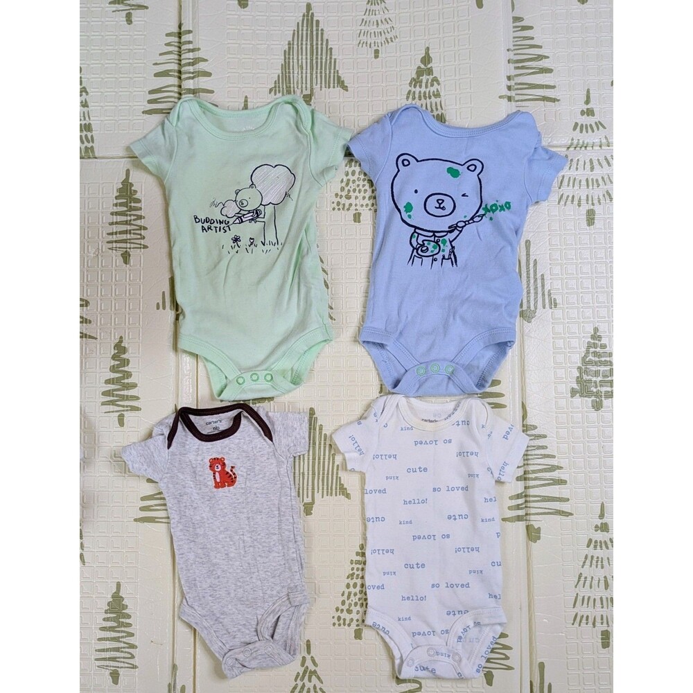 Baby Boy Clothes Lot 0-3 Months 15 Pc Gerber Carter's Honest Onesies Pants - Picture 3 of 7